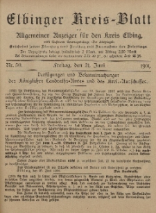 Kreis-Blatt des Königlich Preußischen Landraths-Amtes zu Elbing, Nr. 50 Freitag 21 Juni 1901