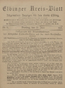 Kreis-Blatt des Königlich Preußischen Landraths-Amtes zu Elbing, Nr. 51 Dienstag 25 Juni 1901