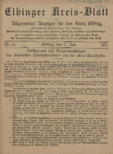 Kreis-Blatt des Königlich Preußischen Landraths-Amtes zu Elbing, Nr. 54 Freitag 5 Juli 1901