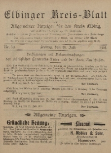Kreis-Blatt des Königlich Preußischen Landraths-Amtes zu Elbing, Nr. 59 Freitag 19 Juli 1901