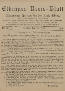 Kreis-Blatt des Königlich Preußischen Landraths-Amtes zu Elbing, Nr. 62 Freitag 26 Juli 1901