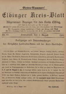 Kreis-Blatt des Königlich Preußischen Landraths-Amtes zu Elbing, Nr. 65 Sonnabend 3 August 1901