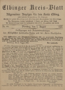 Kreis-Blatt des Königlich Preußischen Landraths-Amtes zu Elbing, Nr. 66 Dienstag 6 August 1901