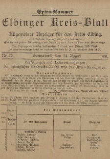 Kreis-Blatt des Königlich Preußischen Landraths-Amtes zu Elbing, Nr. 72 Sonnabend 24 August 1901