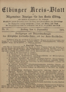 Kreis-Blatt des Königlich Preußischen Landraths-Amtes zu Elbing, Nr. 76 Freitag 6 September 1901