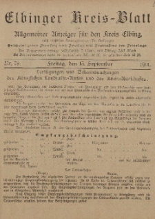 Kreis-Blatt des Königlich Preußischen Landraths-Amtes zu Elbing, Nr. 78 Freitag 13 September 1901