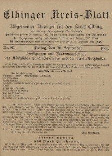 Kreis-Blatt des Königlich Preußischen Landraths-Amtes zu Elbing, Nr. 80 Freitag 20 September 1901