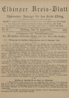 Kreis-Blatt des Königlich Preußischen Landraths-Amtes zu Elbing, Nr. 81 Dienstag 24 September 1901
