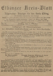 Kreis-Blatt des Königlich Preußischen Landraths-Amtes zu Elbing, Nr. 84 Freitag 4 Oktober 1901