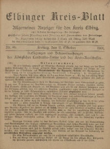 Kreis-Blatt des Königlich Preußischen Landraths-Amtes zu Elbing, Nr. 86 Freitag 11 Oktober 1901