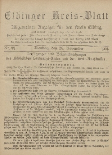 Kreis-Blatt des Königlich Preußischen Landraths-Amtes zu Elbing, Nr. 99 Dienstag 26 November 1901
