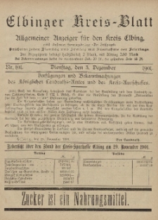 Kreis-Blatt des Königlich Preußischen Landraths-Amtes zu Elbing, Nr. 101 Dienstag 3 Dezember 1901