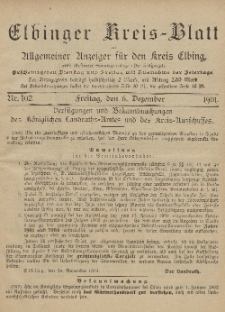 Kreis-Blatt des Königlich Preußischen Landraths-Amtes zu Elbing, Nr. 102 Freitag 6 Dezember 1901