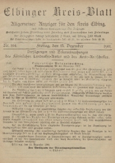 Kreis-Blatt des Königlich Preußischen Landraths-Amtes zu Elbing, Nr. 104 Freitag 13 Dezember 1901
