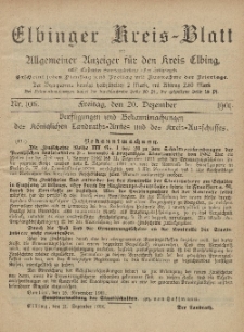 Kreis-Blatt des Königlich Preußischen Landraths-Amtes zu Elbing, Nr. 106 Freitag 20 Dezember 1901