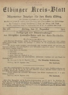 Kreis-Blatt des Königlich Preußischen Landraths-Amtes zu Elbing, Nr. 108 Freitag 27 Dezember 1901