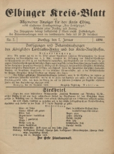 Kreis-Blatt des Königlich Preußischen Landraths-Amtes zu Elbing, Nr. 2 Dienstag 7 Januar 1890