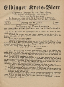 Kreis-Blatt des Königlich Preußischen Landraths-Amtes zu Elbing, Nr. 4 Dienstag 14 Januar 1890