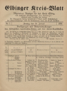 Kreis-Blatt des Königlich Preußischen Landraths-Amtes zu Elbing, Nr. 7 Freitag 24 Januar 1890