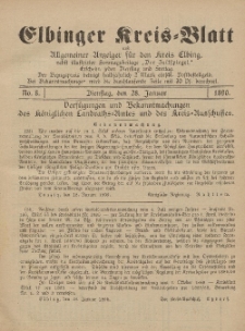 Kreis-Blatt des Königlich Preußischen Landraths-Amtes zu Elbing, Nr. 8 Dienstag 28 Januar 1890