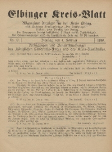 Kreis-Blatt des Königlich Preußischen Landraths-Amtes zu Elbing, Nr. 10 Dienstag 4 Februar 1890