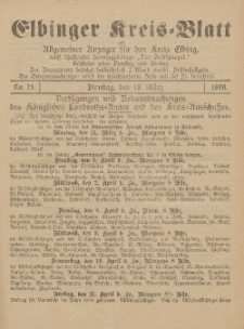Kreis-Blatt des Königlich Preußischen Landraths-Amtes zu Elbing, Nr. 21 Dienstag 18 März 1890