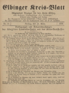 Kreis-Blatt des Königlich Preußischen Landraths-Amtes zu Elbing, Nr. 22 Freitag 21 März 1890