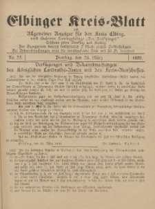 Kreis-Blatt des Königlich Preußischen Landraths-Amtes zu Elbing, Nr. 23 Dienstag 25 März 1890