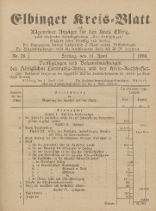Kreis-Blatt des Königlich Preußischen Landraths-Amtes zu Elbing, Nr. 28 Freitag 11 April 1890