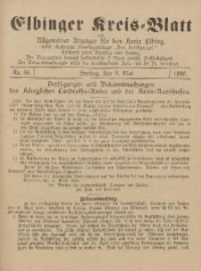Kreis-Blatt des Königlich Preußischen Landraths-Amtes zu Elbing, Nr. 36 Freitag 9 Mai 1890