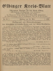 Kreis-Blatt des Königlich Preußischen Landraths-Amtes zu Elbing, Nr. 38 Freitag 16 Mai 1890