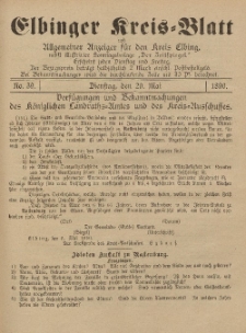 Kreis-Blatt des Königlich Preußischen Landraths-Amtes zu Elbing, Nr. 39 Dienstag 20 Mai 1890