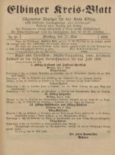 Kreis-Blatt des Königlich Preußischen Landraths-Amtes zu Elbing, Nr. 41 Dienstag 27 Mai 1890