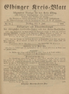 Kreis-Blatt des Königlich Preußischen Landraths-Amtes zu Elbing, Nr. 43 Dienstag 3 Juni 1890