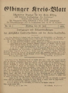 Kreis-Blatt des Königlich Preußischen Landraths-Amtes zu Elbing, Nr. 45 Dienstag 10 Juni 1890