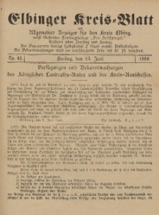 Kreis-Blatt des Königlich Preußischen Landraths-Amtes zu Elbing, Nr. 46 Freitag 13 Juni 1890