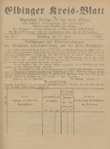 Kreis-Blatt des Königlich Preußischen Landraths-Amtes zu Elbing, Nr. 47 Dienstag 17 Juni 1890