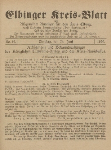 Kreis-Blatt des Königlich Preußischen Landraths-Amtes zu Elbing, Nr. 49 Dienstag 24 Juni 1890