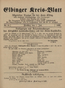 Kreis-Blatt des Königlich Preußischen Landraths-Amtes zu Elbing, Nr. 51 Dienstag 1 Juli 1890