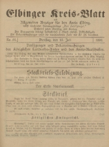 Kreis-Blatt des Königlich Preußischen Landraths-Amtes zu Elbing, Nr. 55 Dienstag 15 Juli 1890