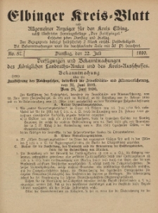 Kreis-Blatt des Königlich Preußischen Landraths-Amtes zu Elbing, Nr. 57 Dienstag 22 Juli 1890