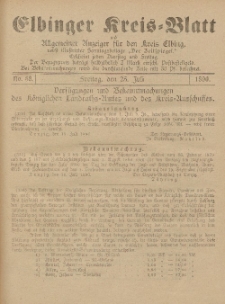 Kreis-Blatt des Königlich Preußischen Landraths-Amtes zu Elbing, Nr. 58 Freitag 25 Juli 1890