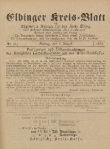 Kreis-Blatt des Königlich Preußischen Landraths-Amtes zu Elbing, Nr. 60 Freitag 1 August 1890