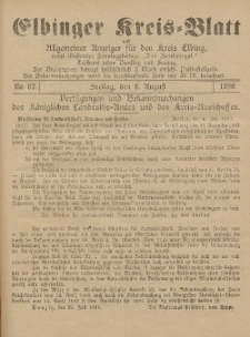 Kreis-Blatt des Königlich Preußischen Landraths-Amtes zu Elbing, Nr. 62 Freitag 8 August 1890