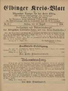 Kreis-Blatt des Königlich Preußischen Landraths-Amtes zu Elbing, Nr. 64 Freitag 15 August 1890