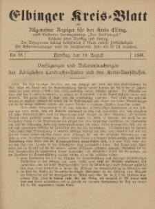 Kreis-Blatt des Königlich Preußischen Landraths-Amtes zu Elbing, Nr. 65 Dienstag 19 August 1890