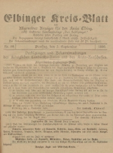 Kreis-Blatt des Königlich Preußischen Landraths-Amtes zu Elbing, Nr. 69 Dienstag 2 September 1890