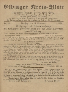 Kreis-Blatt des Königlich Preußischen Landraths-Amtes zu Elbing, Nr. 76 Freitag 26 September 1890