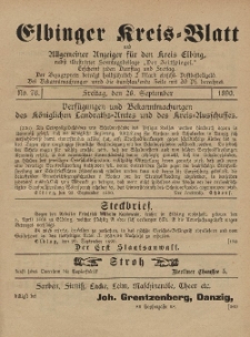 Kreis-Blatt des Königlich Preußischen Landraths-Amtes zu Elbing, Nr. 77 Dienstag 30 September 1890