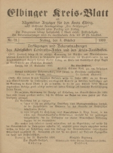 Kreis-Blatt des Königlich Preußischen Landraths-Amtes zu Elbing, Nr. 79 Dienstag 8 Oktober 1890